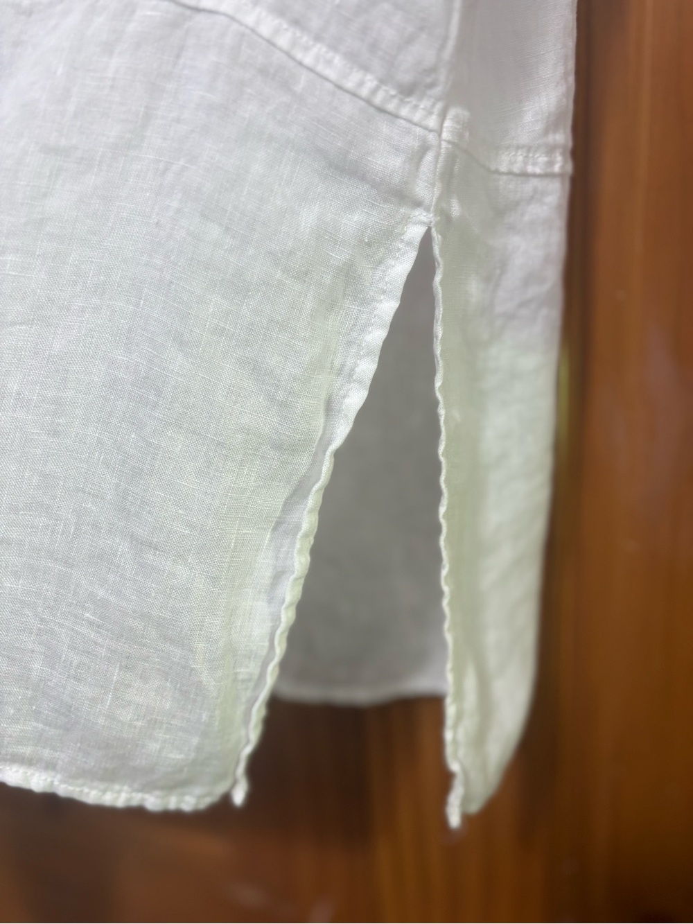 Tahari White Linen Button-Down Tunic Top Size Small EUC - Picture 6 of 7
